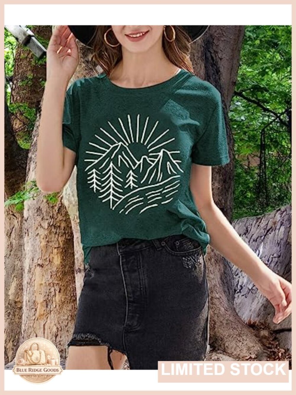 Hiking Mountain Graphic Tank Top - Funny Pine Tree Sunrise Workout Tee - Picture 2 of 6